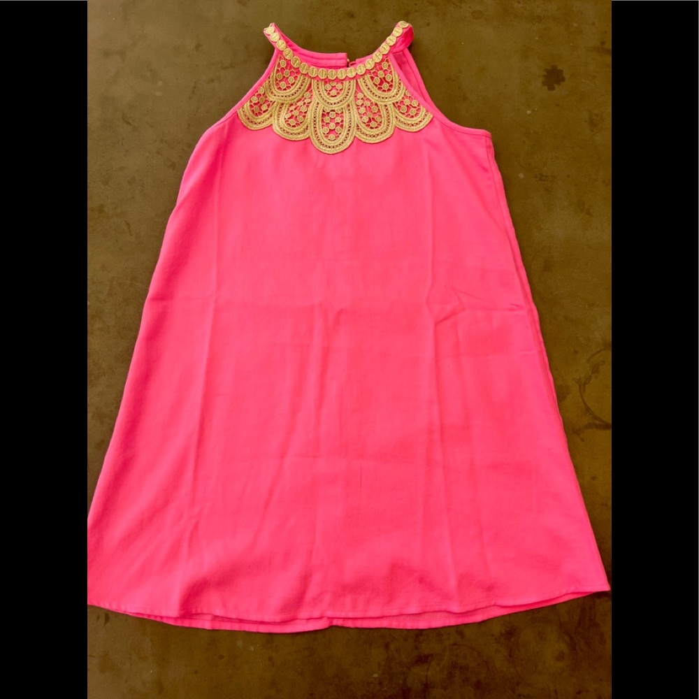 Lily Pulitzer Dress, Hot pink with gold trim